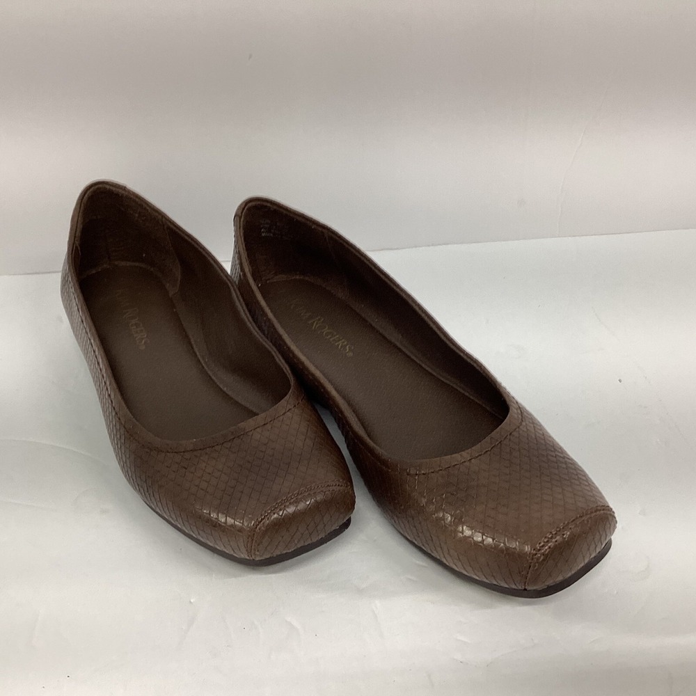 Kim Rogers Women's Izzie Square Toe Brown Textured Slip On Flats Size 8.5 M